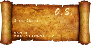 Oros Samu névjegykártya